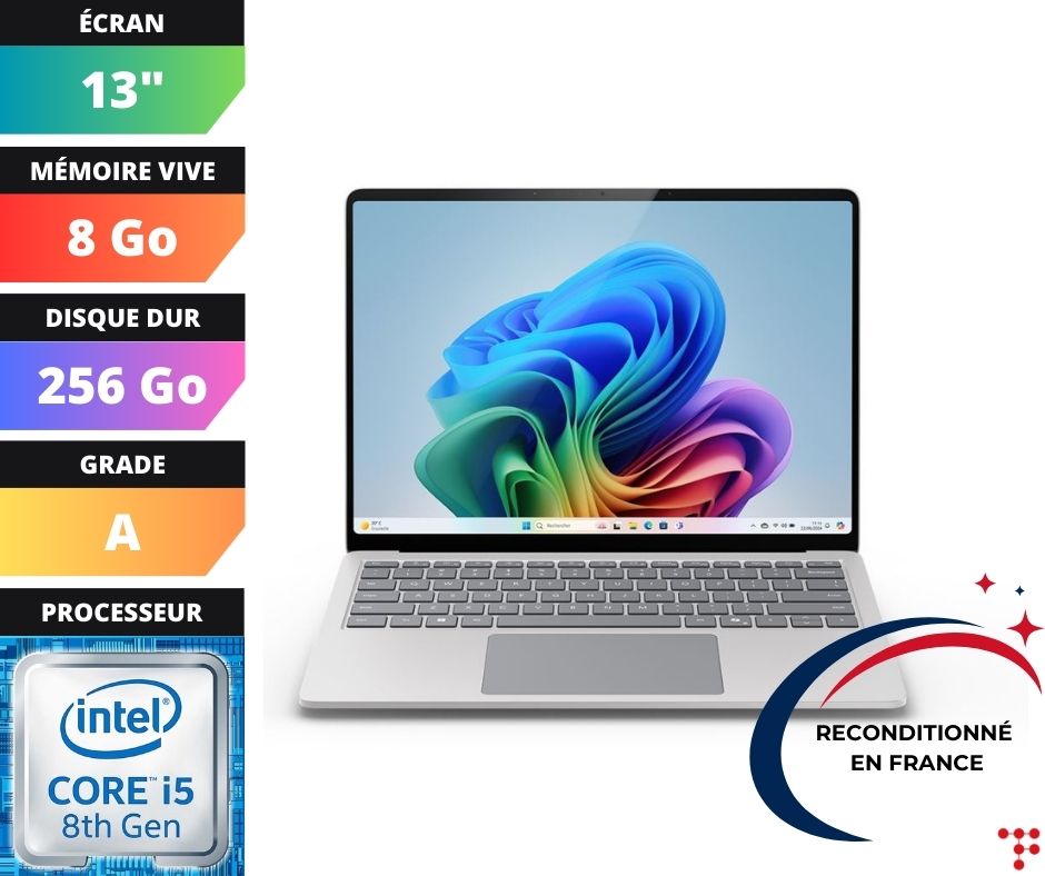PORTABLE MICROSOFT SURFACE 1769 - 13 - Intel(R) Core(TM) i5-8350U CPU @ 1.70GHz - 8 GO - 256 GO - NVMe (A)